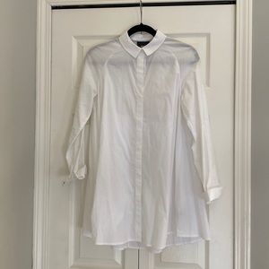 Anthropologie Mauve white button down trapeze shirt. Very oversized.
